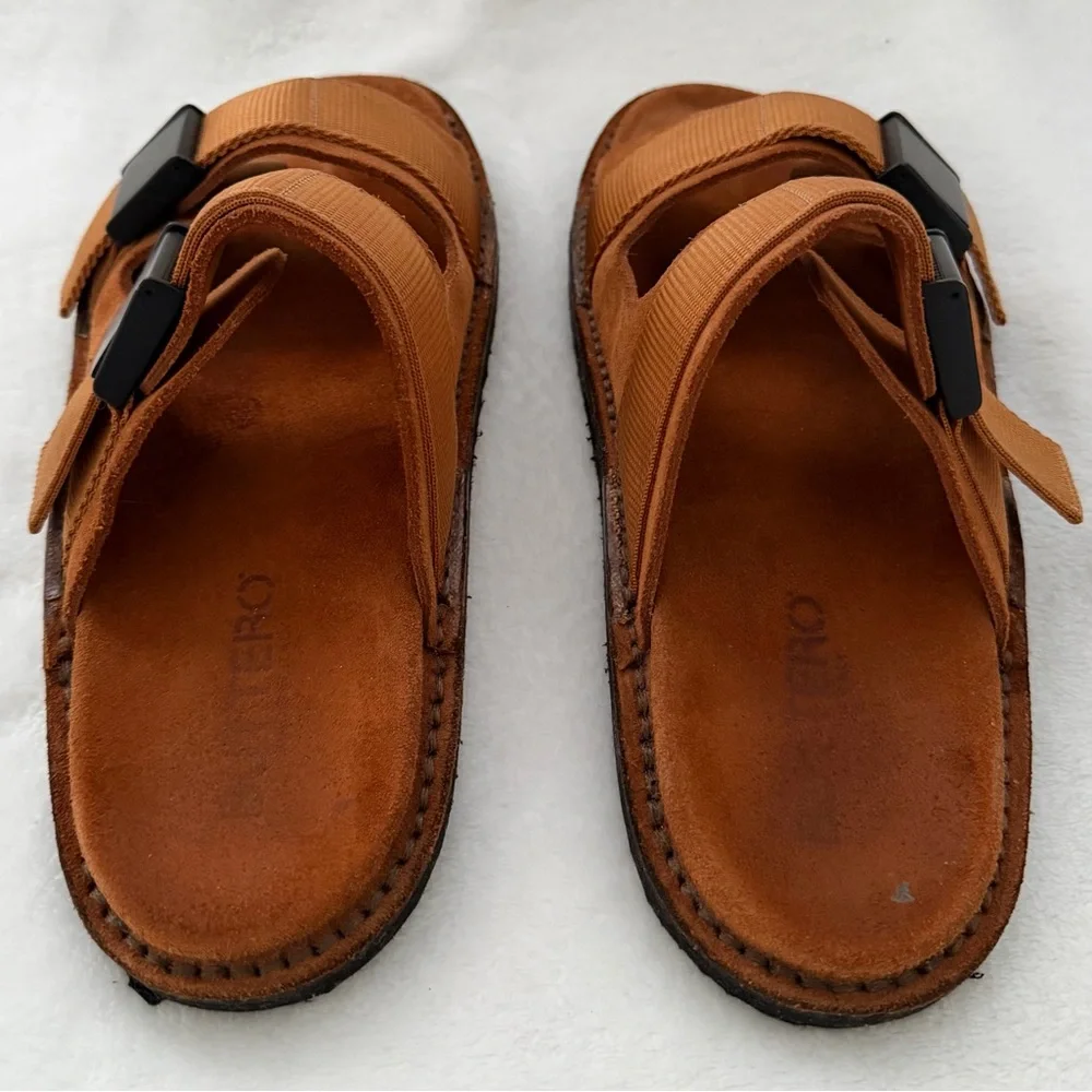 Buttero Double Strap Suede Sandals Chestnut Brown Sz US 8 = IT 41 Men’s